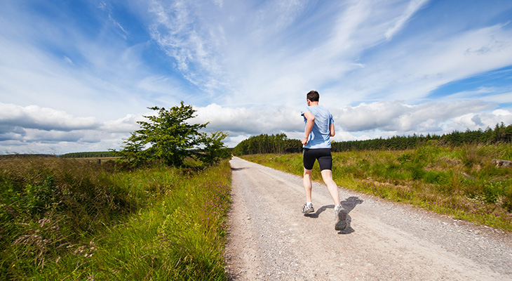 Man jogging in countryside